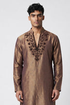 Zarqash Brown Tissue Kurta Set