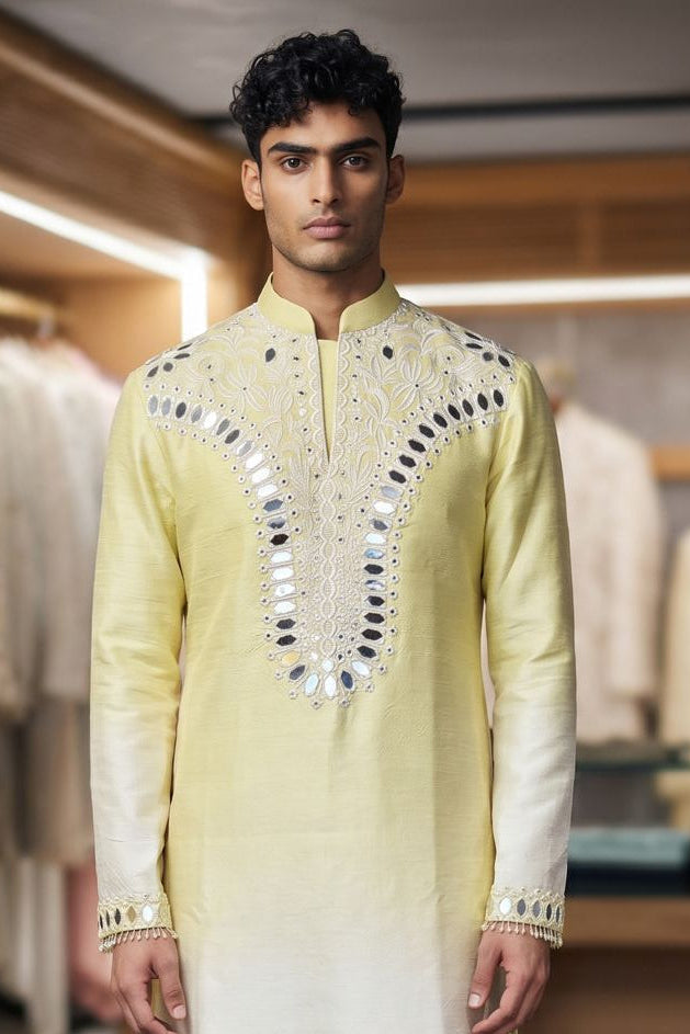 Ombre Lime mirror kurta