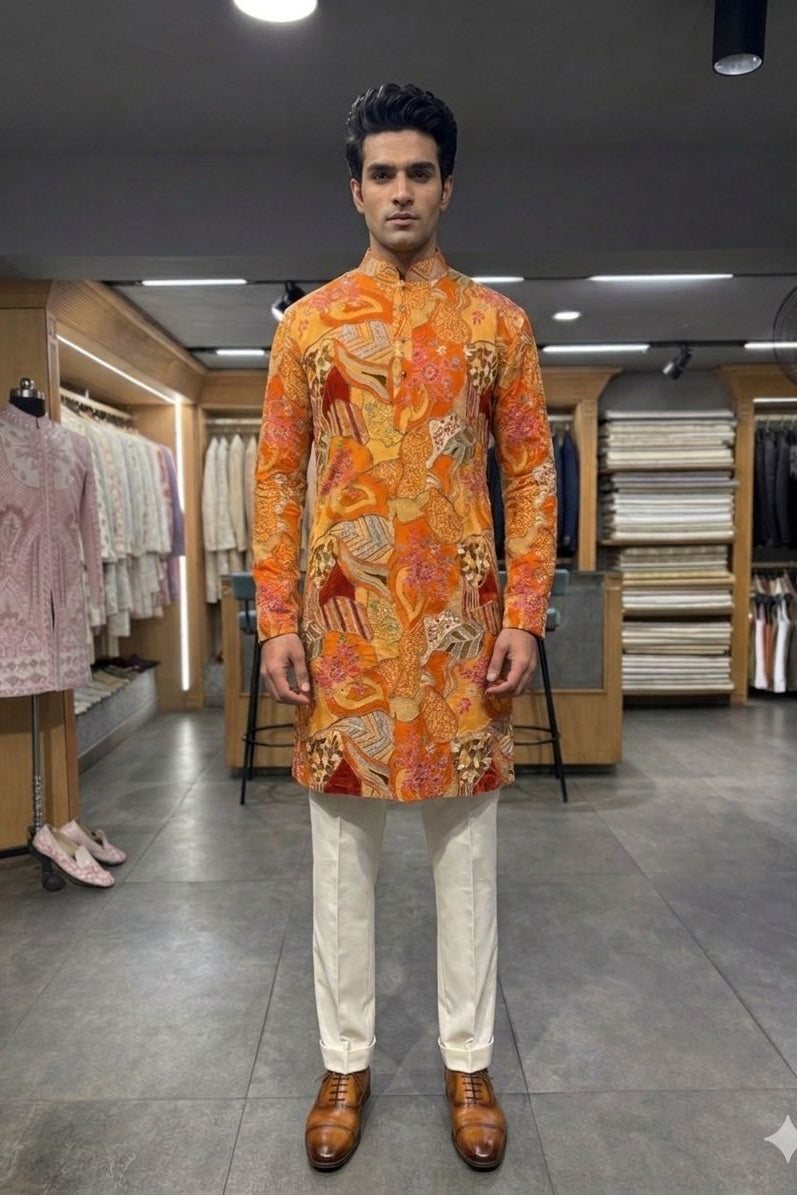 Orange multi Kurta Set