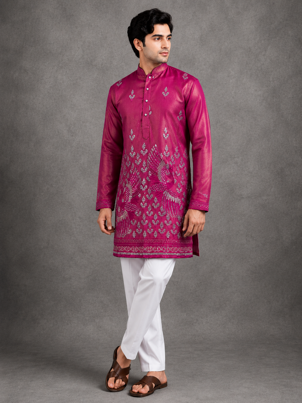 Pink Mayur Kurta