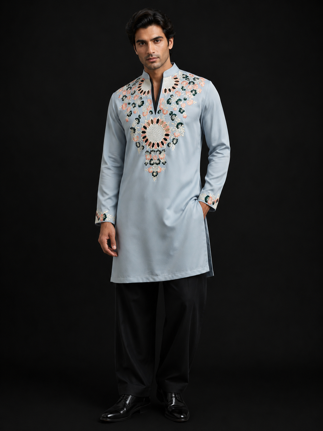 Celestial Bloom Sky Blue Kurta