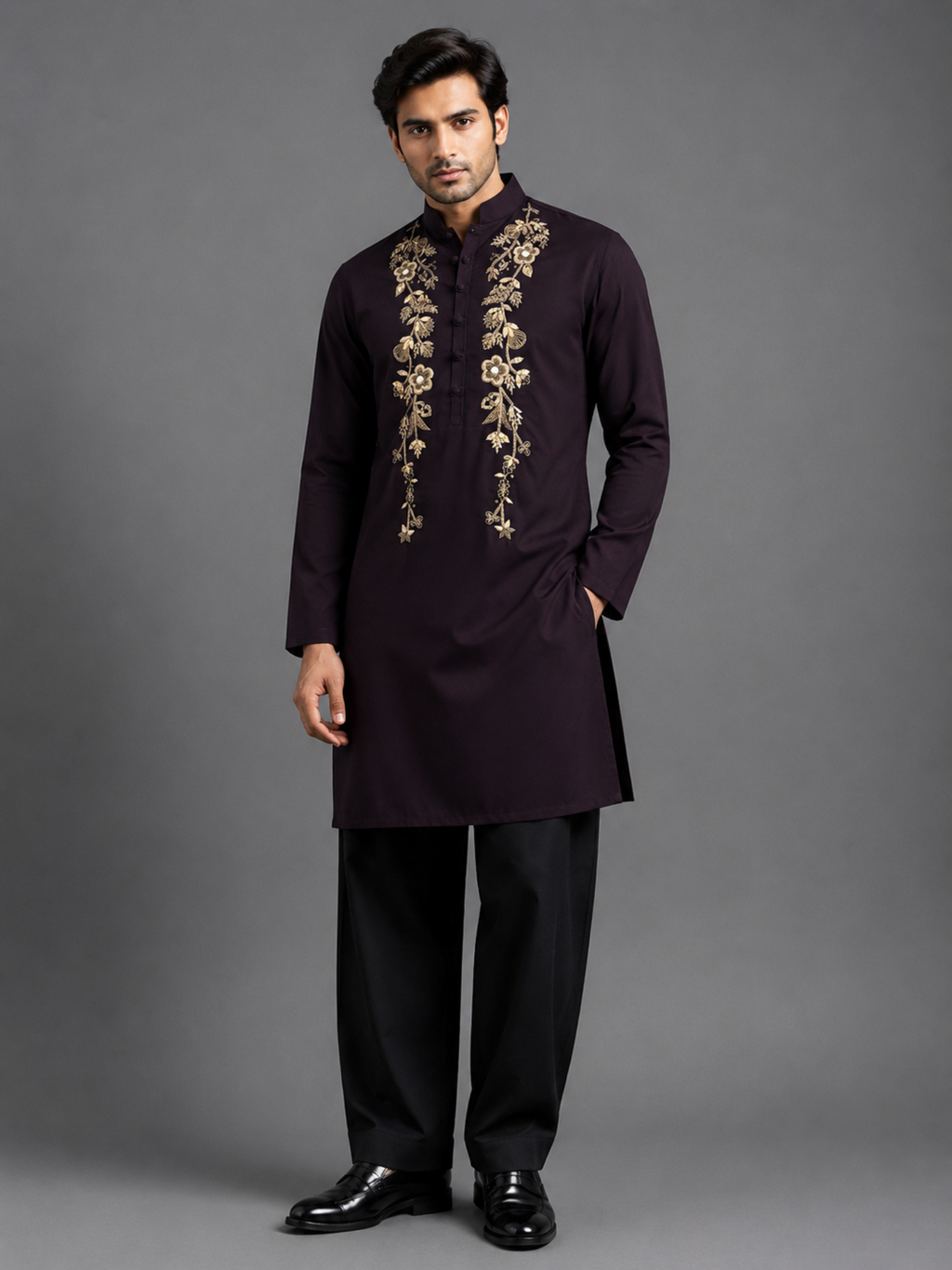 Royal Plum Handcrafted Kurta Set