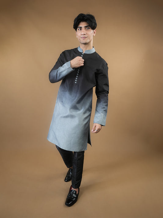 Black & Grey Ombre Kurta