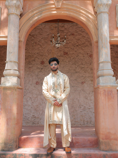 Beige Mirror Kurta