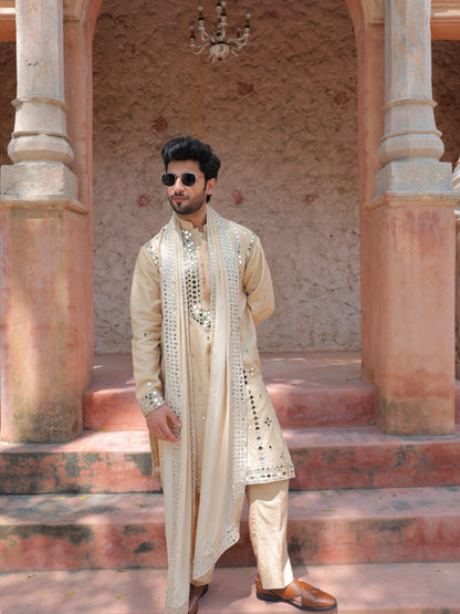 Beige Mirror Kurta