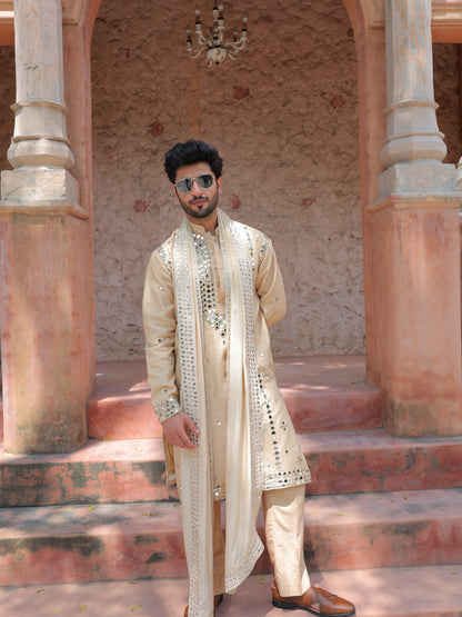 Beige Mirror Kurta