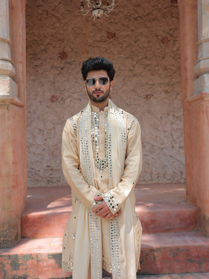 Beige Mirror Kurta