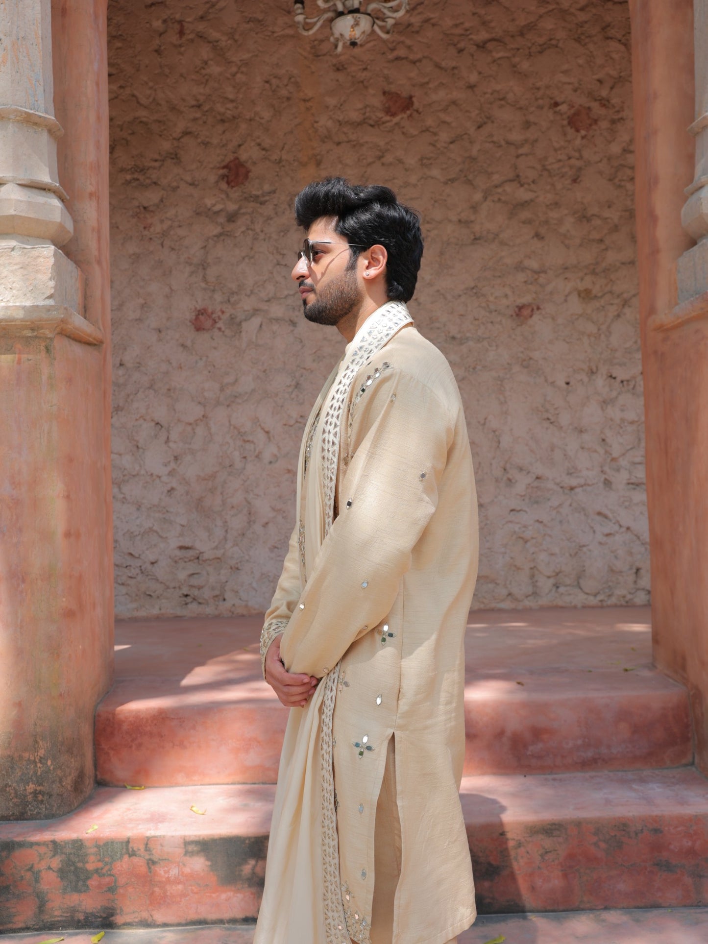 Beige Mirror Kurta