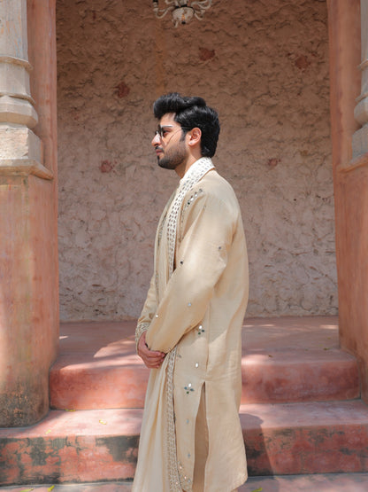 Beige Mirror Kurta