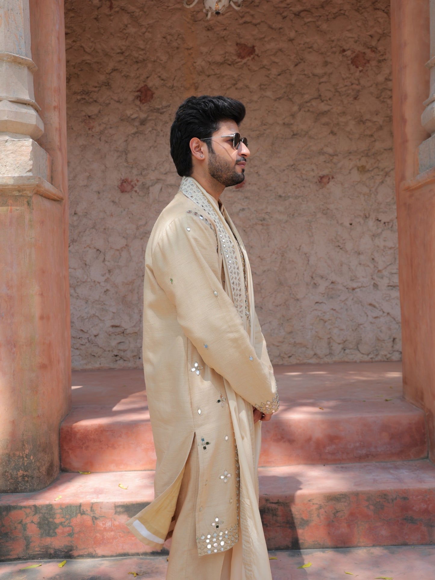 Beige Mirror Kurta