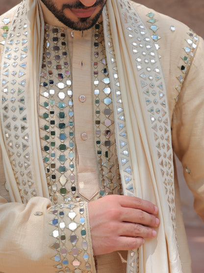 Beige Mirror Kurta