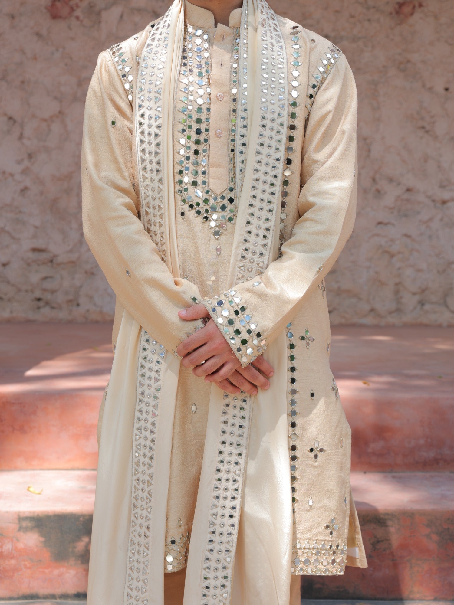 Beige Mirror Kurta