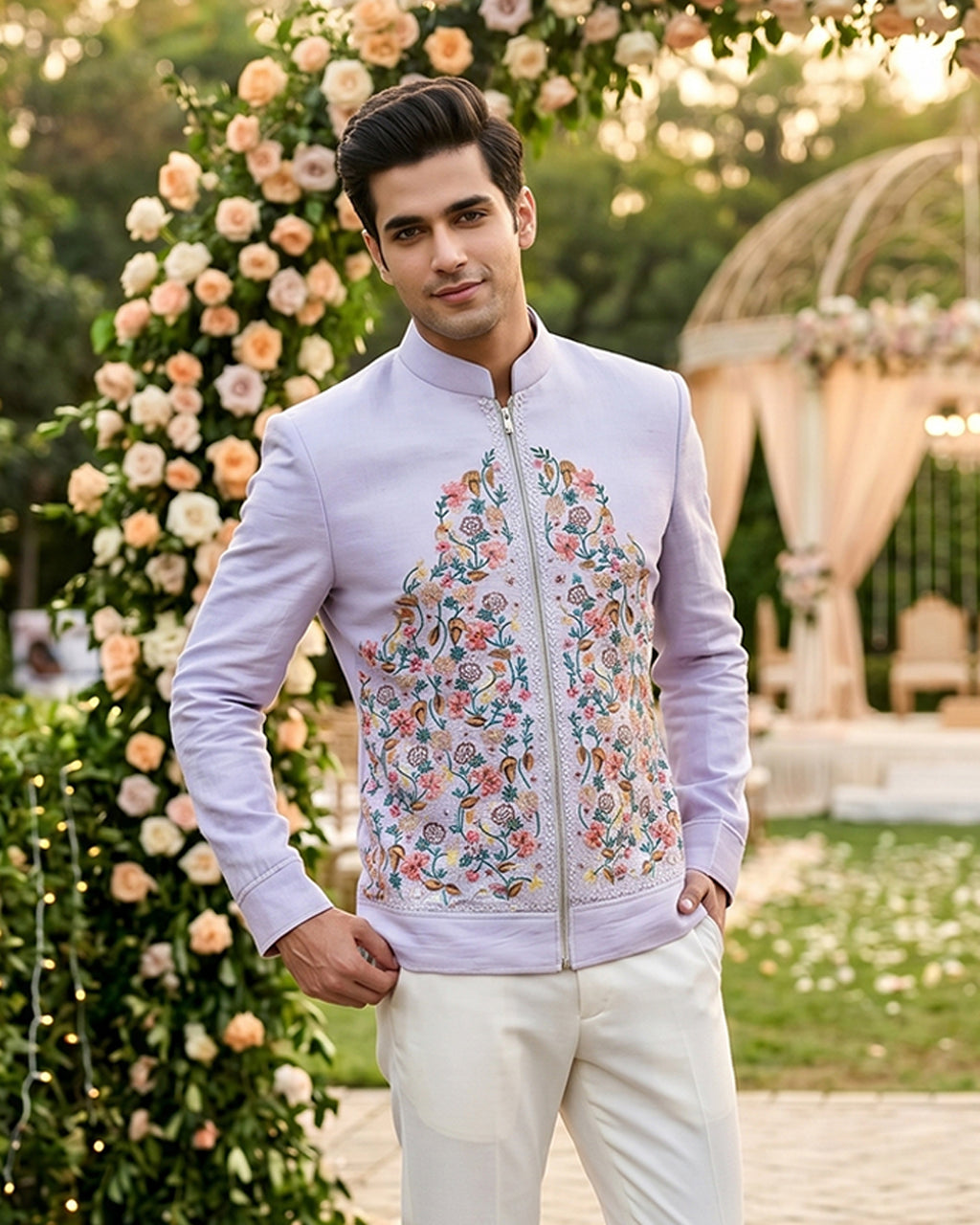 Sky blue floral jacket