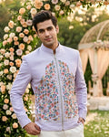 Sky blue floral jacket