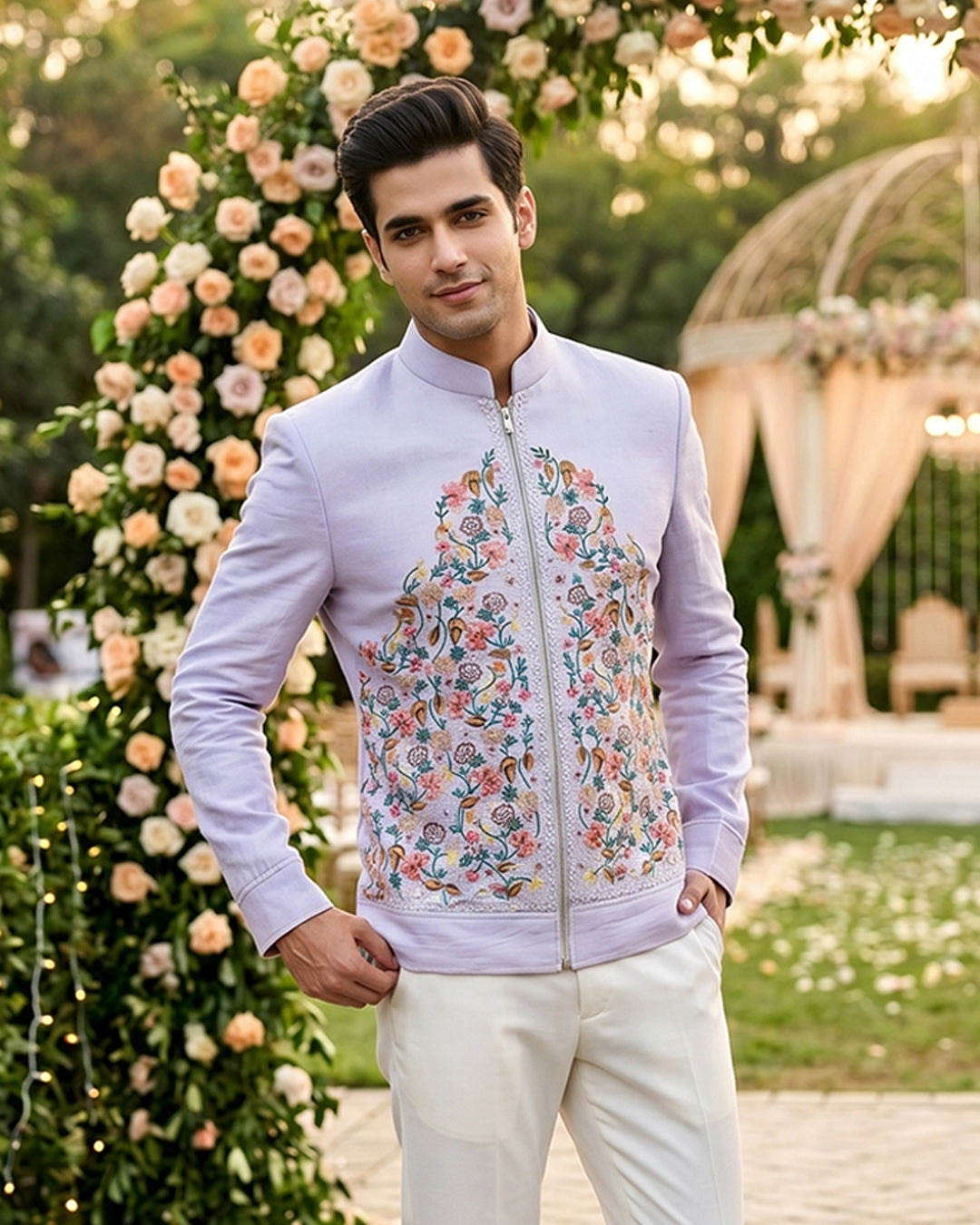 Sky blue floral jacket