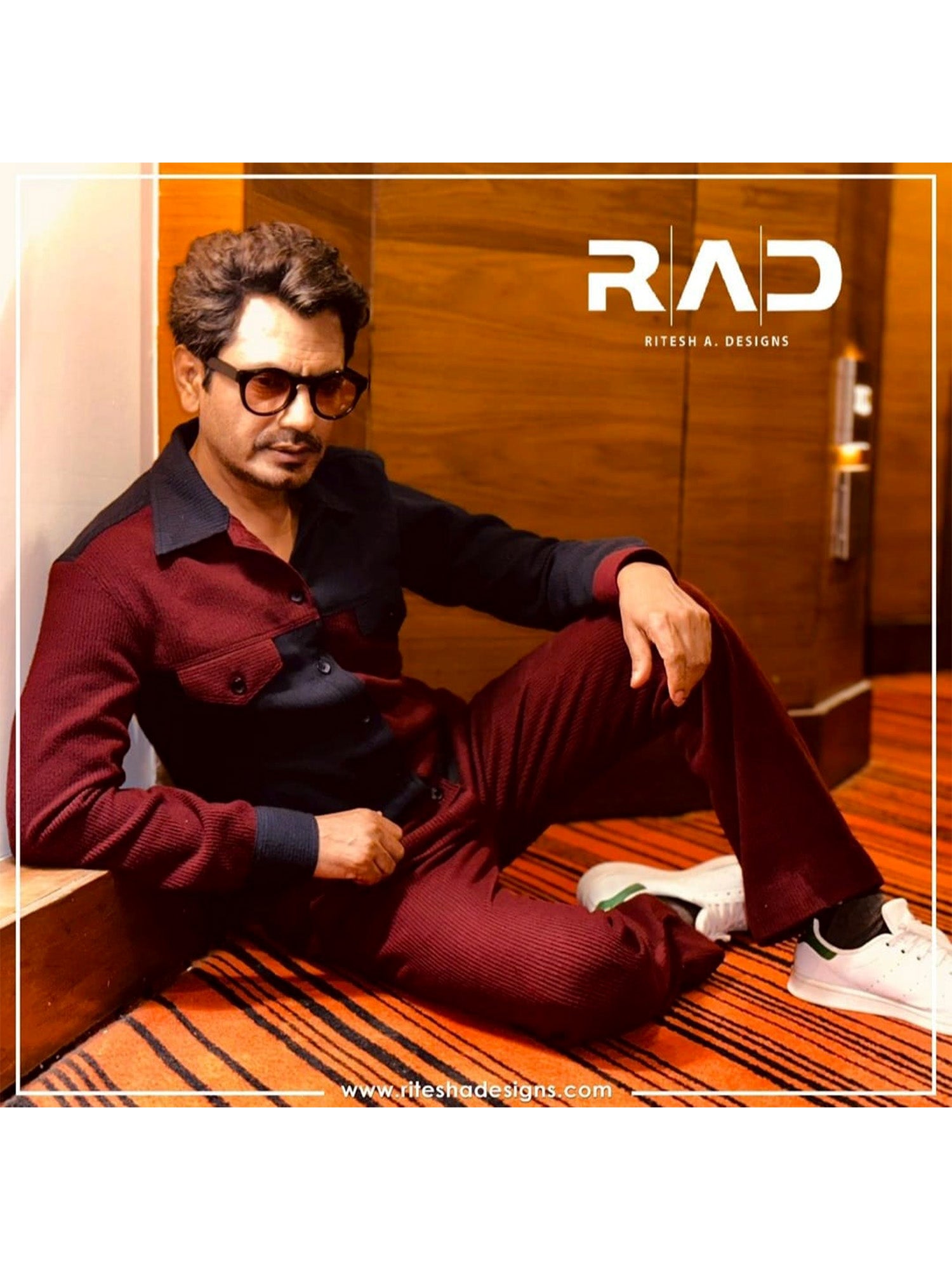 Nawazuddin's Deep Blue Maroon Duo Co-ord