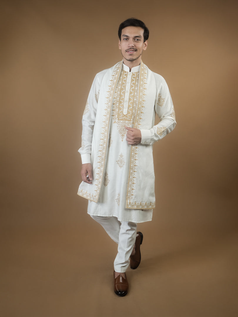 White Embroidered Kurta Set