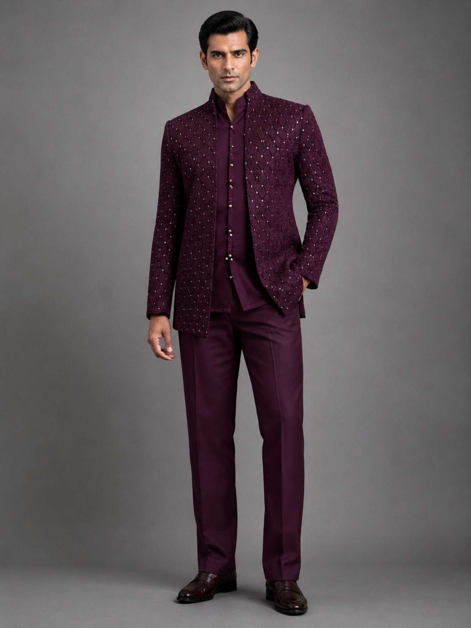 Burgundy Regent Handcrafted Shrug Set