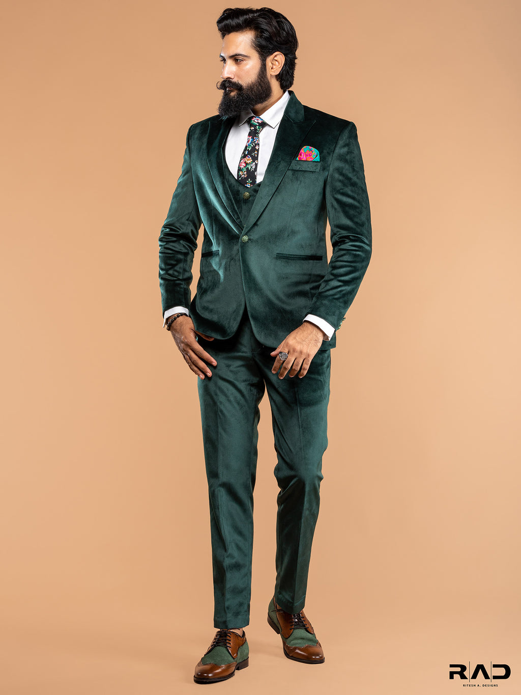 Bottle Green Suede Velvet