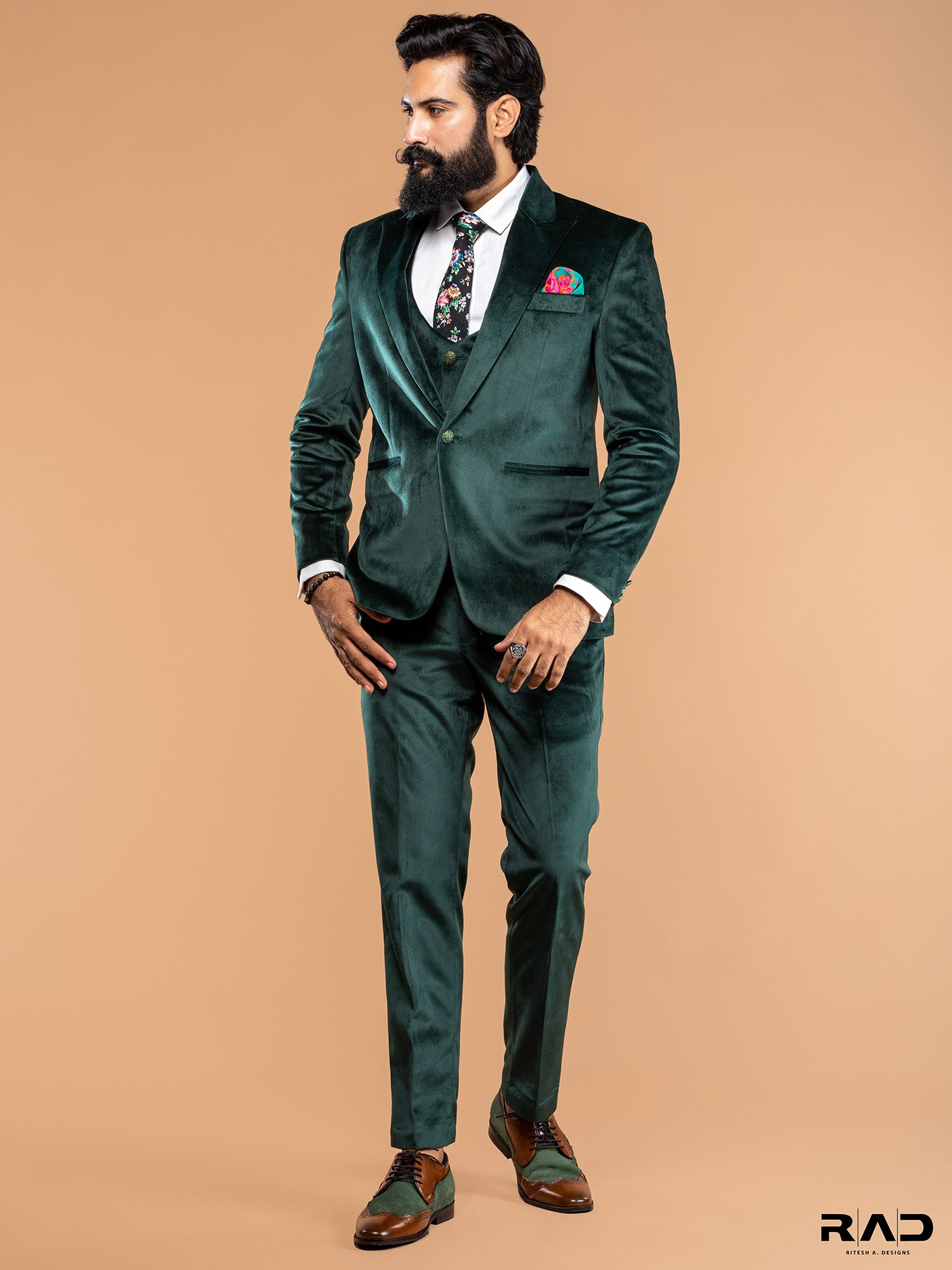 Bottle Green Suede Velvet