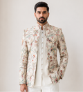 Pastel Vine Embroidered Shrug set