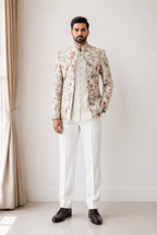 Pastel Vine Embroidered Shrug set