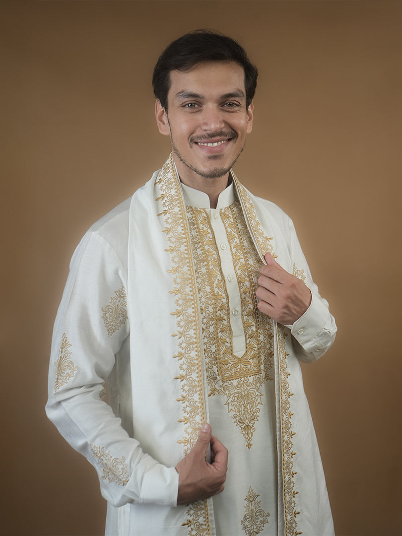 White Embroidered Kurta Set
