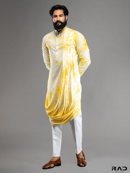 Yellow Tie & Dye Cowl Kurta