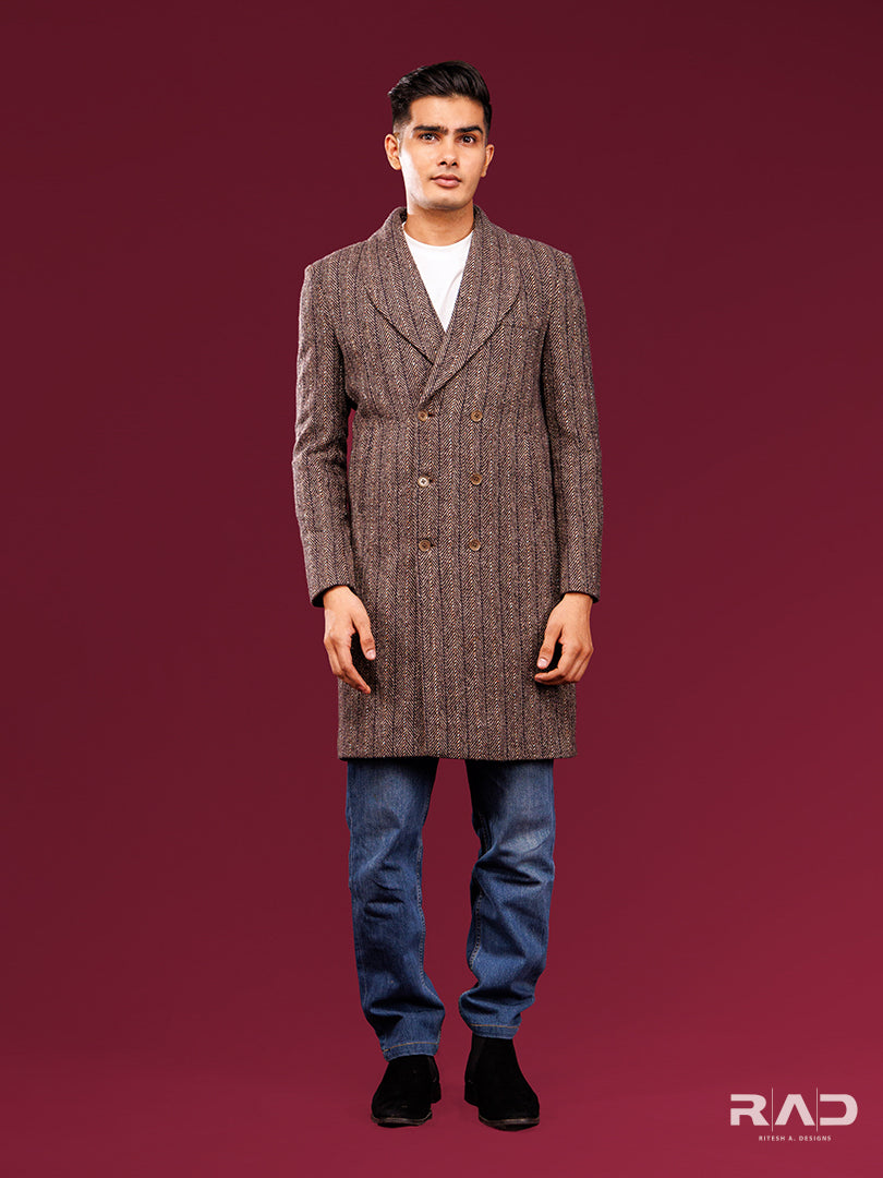 Brown Herringbone Trenchcoat