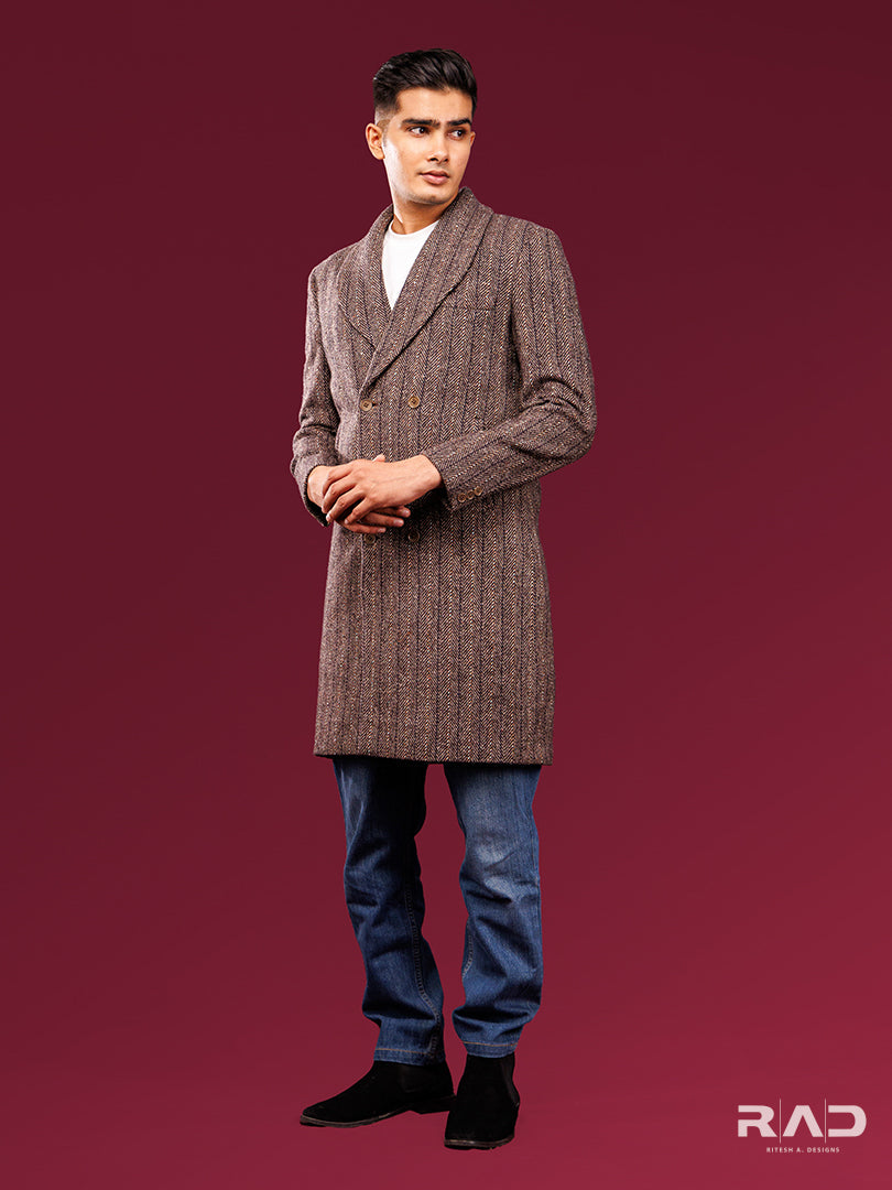 Brown Herringbone Trenchcoat