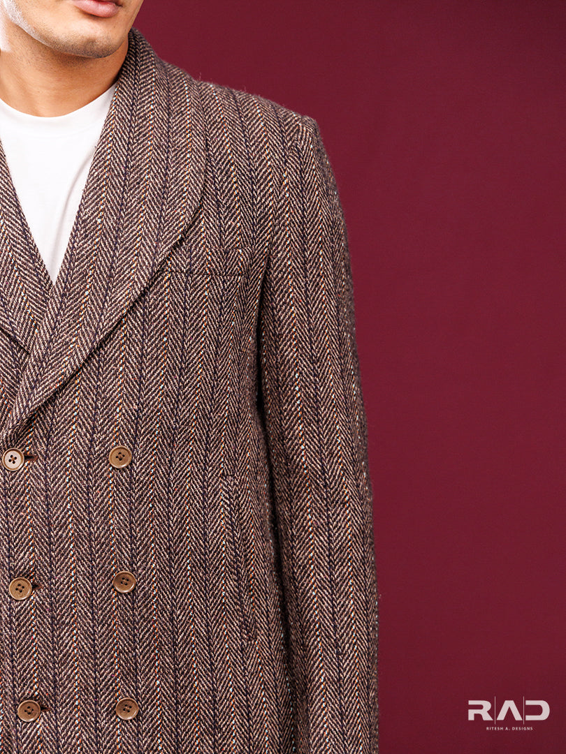 Brown Herringbone Trenchcoat