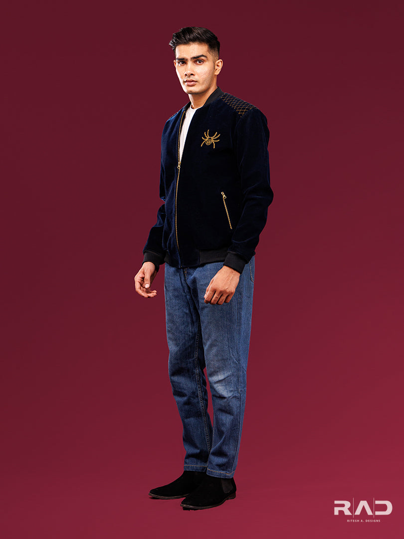 Navy Blue Zipper Jacket