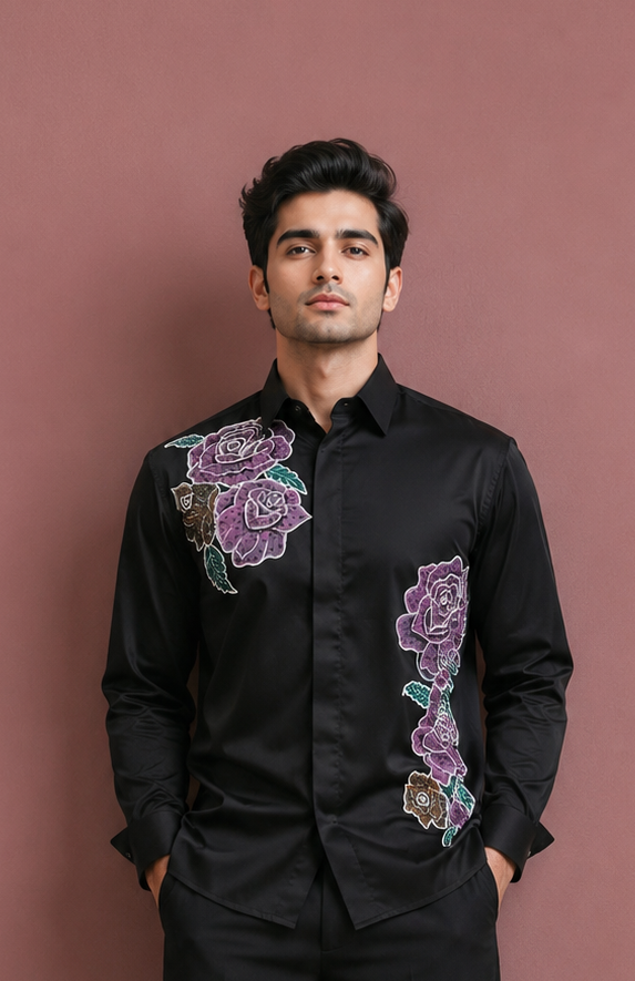 Black Floral Shirt