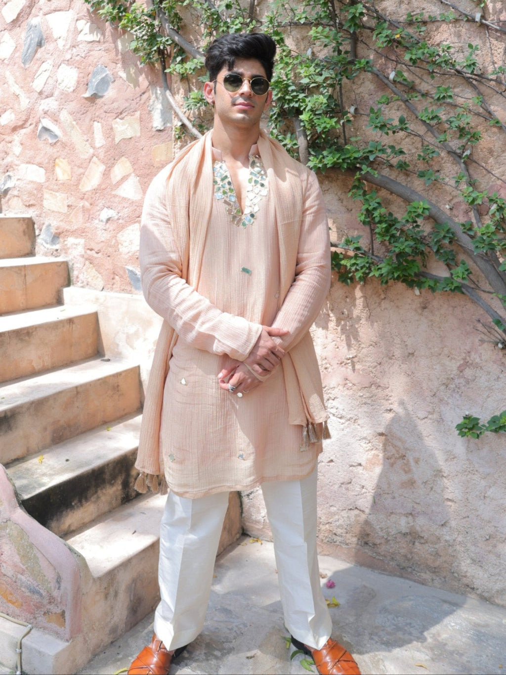 Peach Mirror Kurta