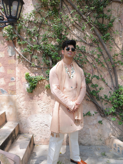 Peach Mirror Kurta