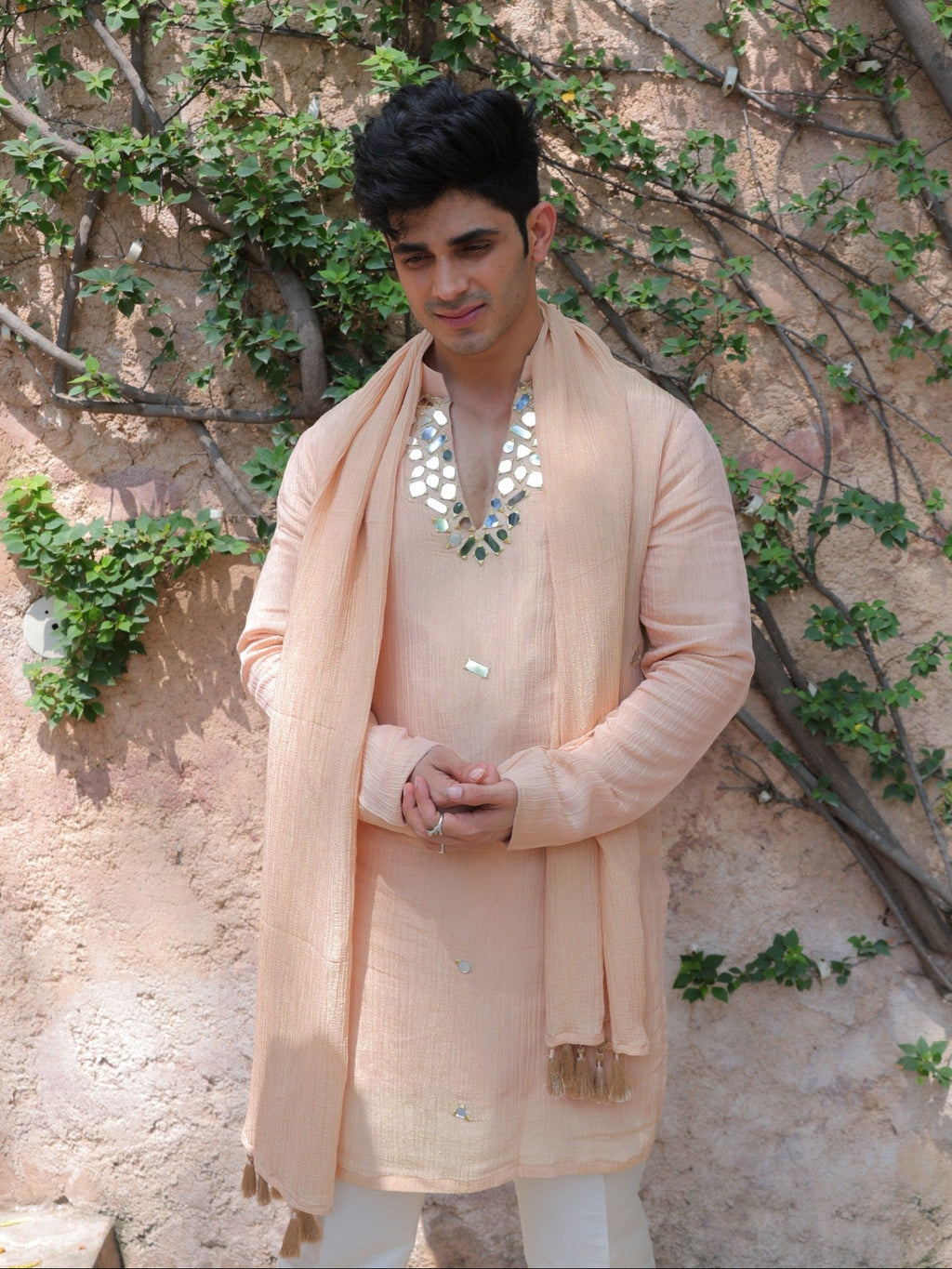 Peach Mirror Kurta
