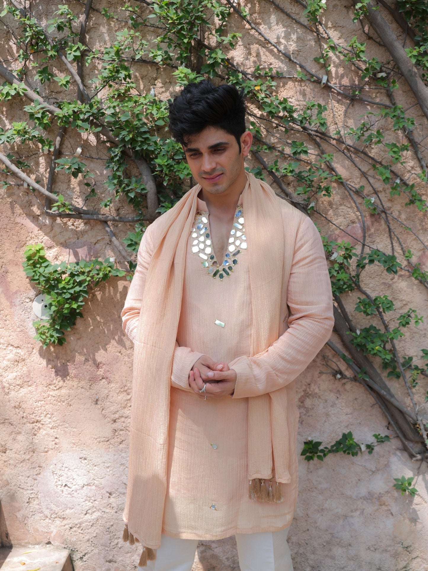 Peach Mirror Kurta