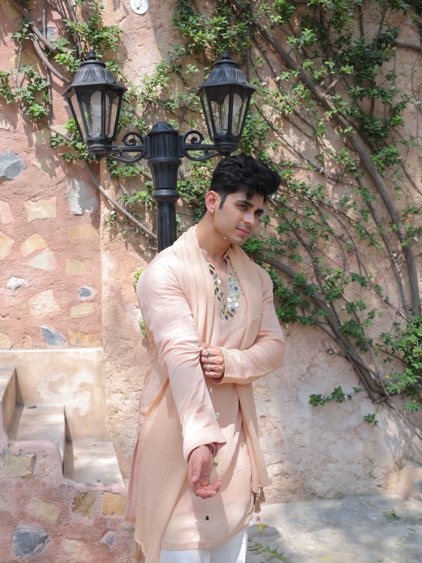 Peach Mirror Kurta