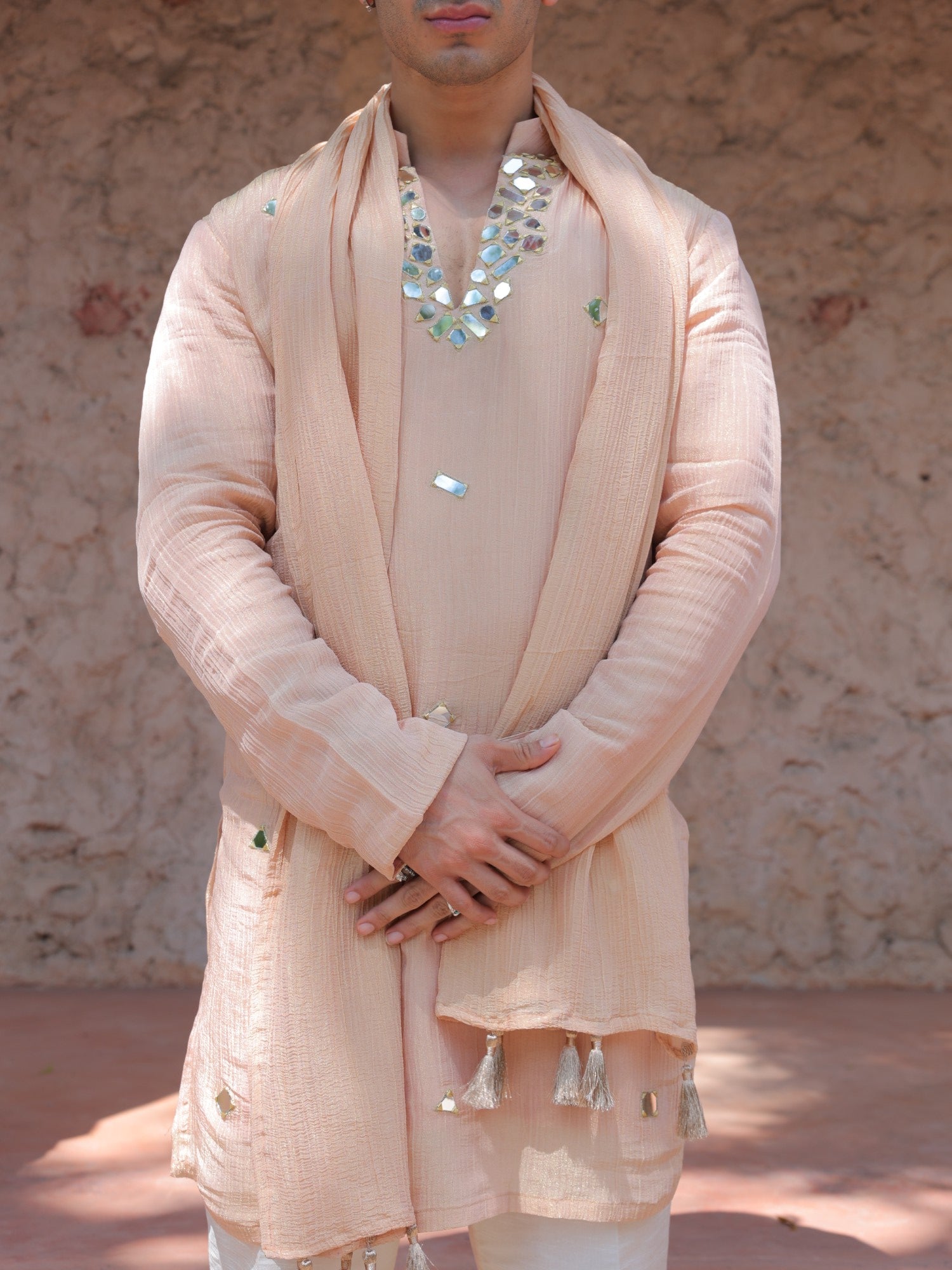 Peach Mirror Kurta