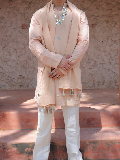 Peach Mirror Kurta