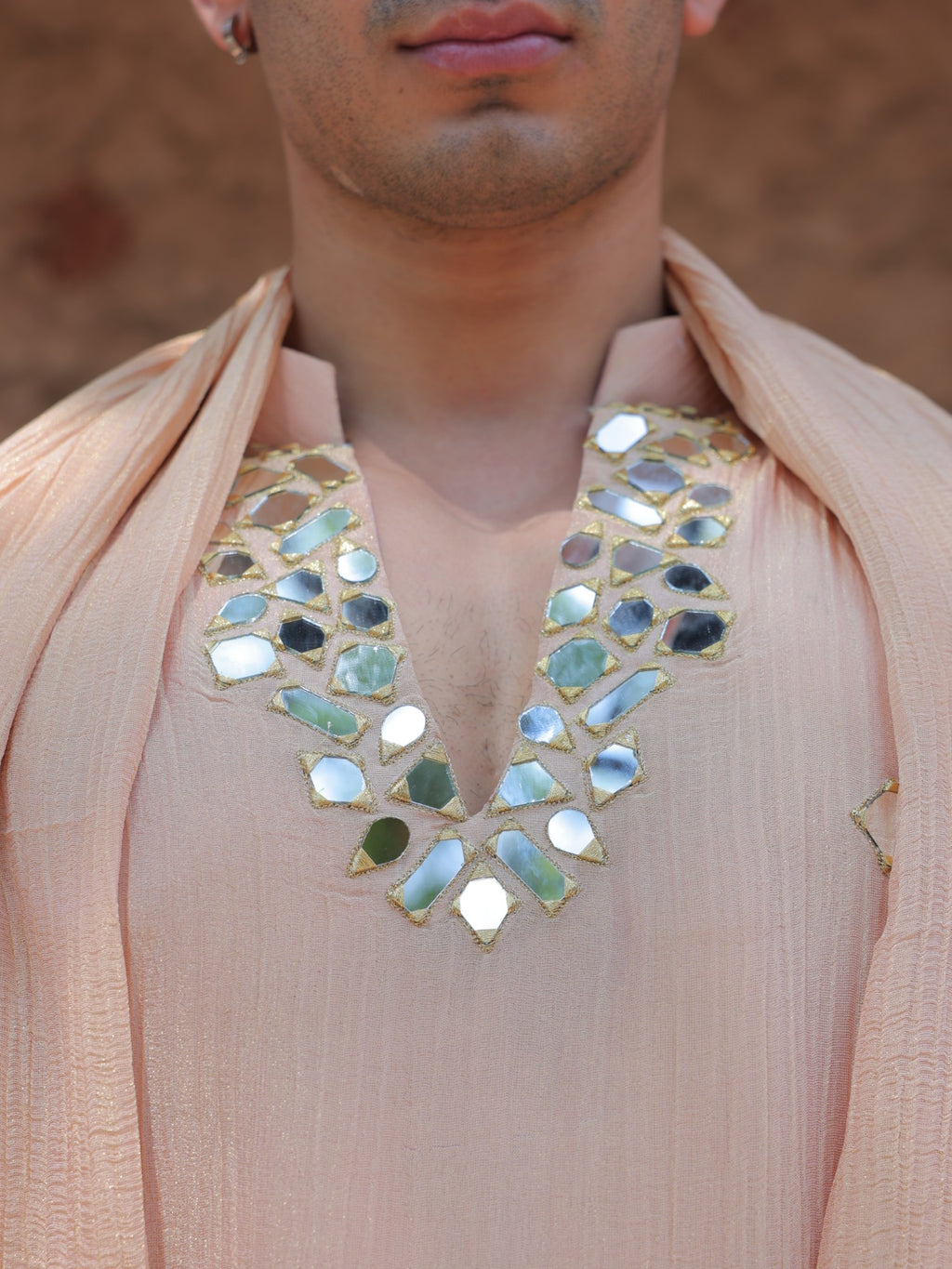 Peach Mirror Kurta