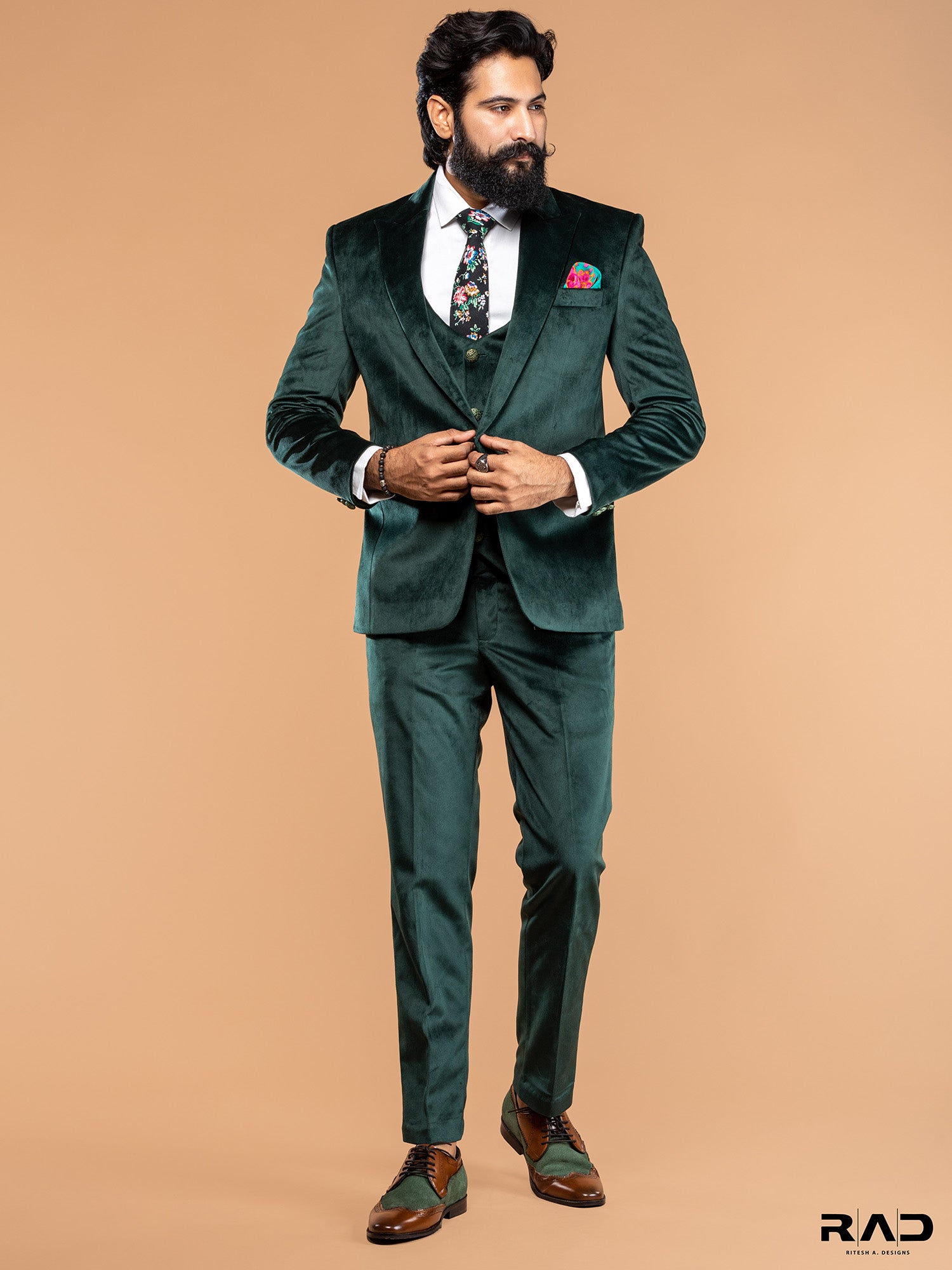 Bottle Green Suede Velvet