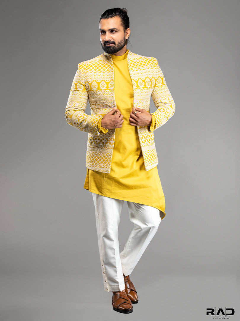 Deep Yellow Chikankari