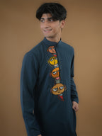 Teal Cartoon Kurta Set