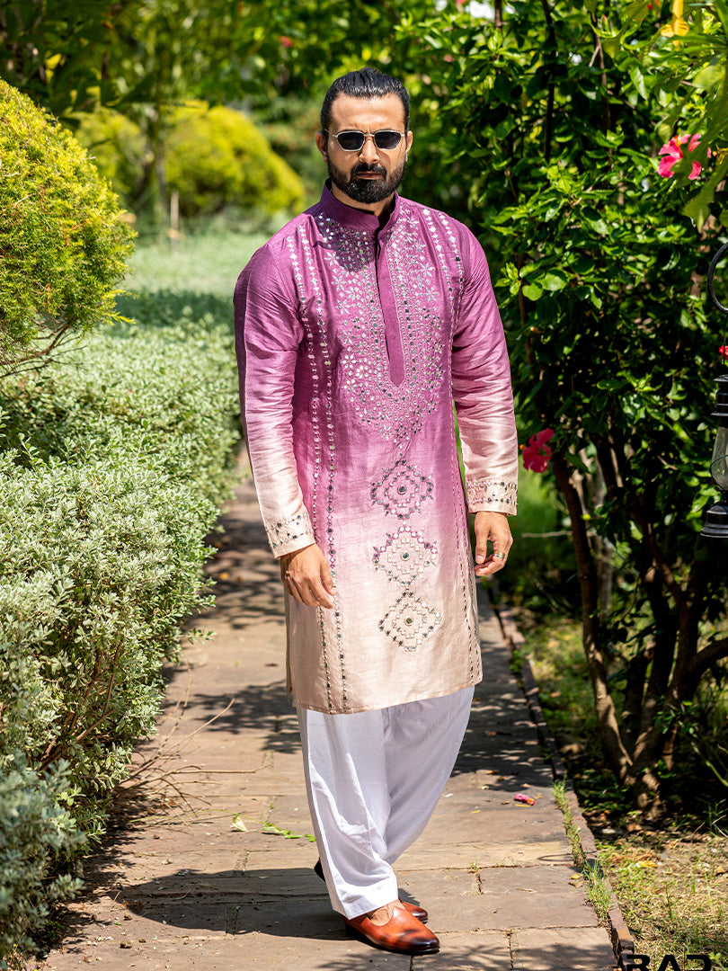 Wine Ombre Kurta Set