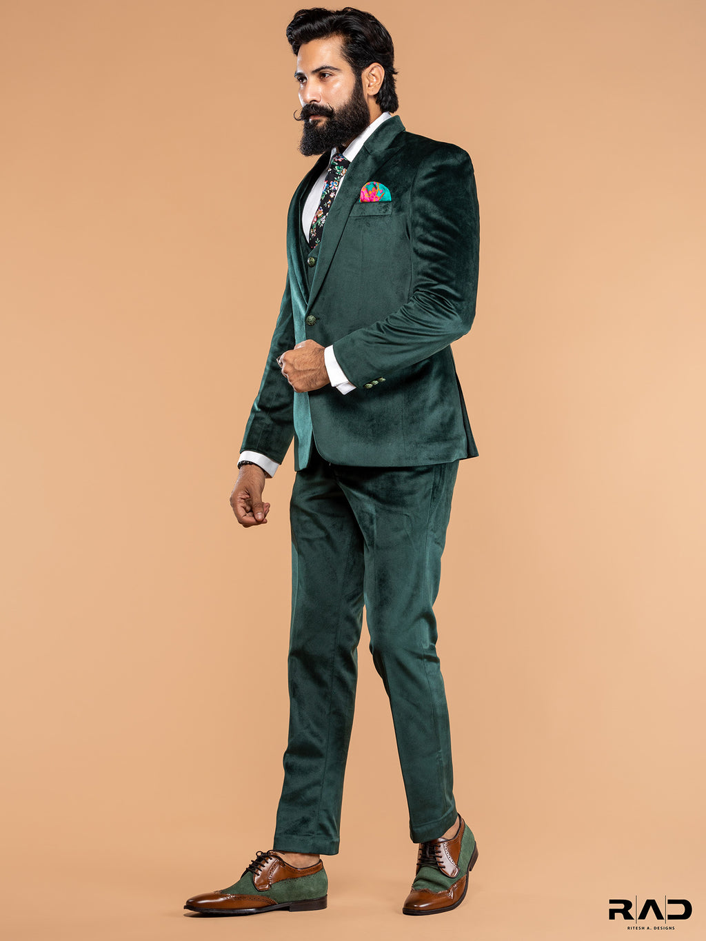 Bottle Green Suede Velvet