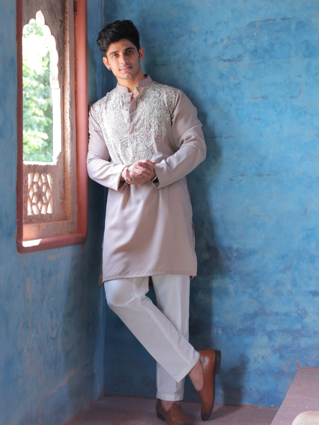 Mauve Embroidered Kurta