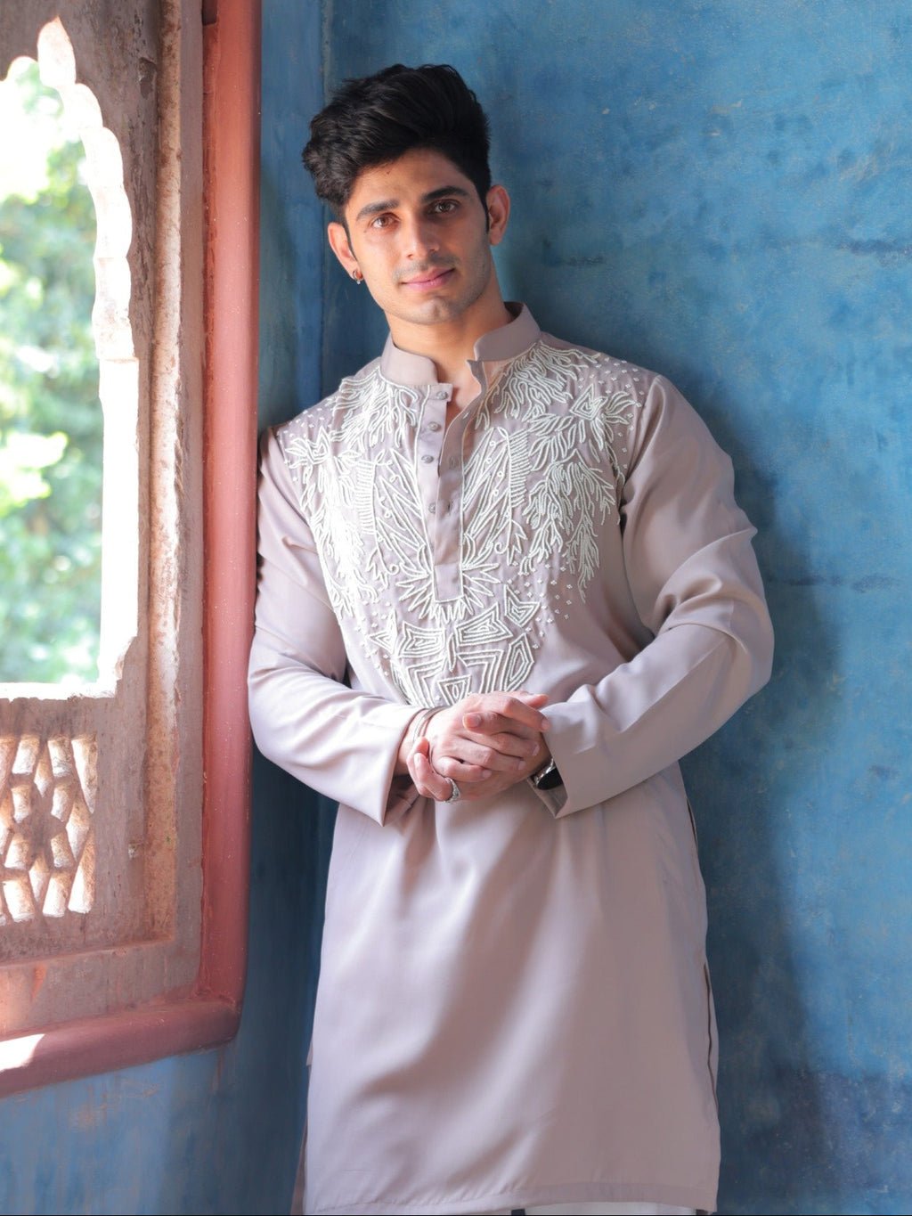 Mauve Embroidered Kurta