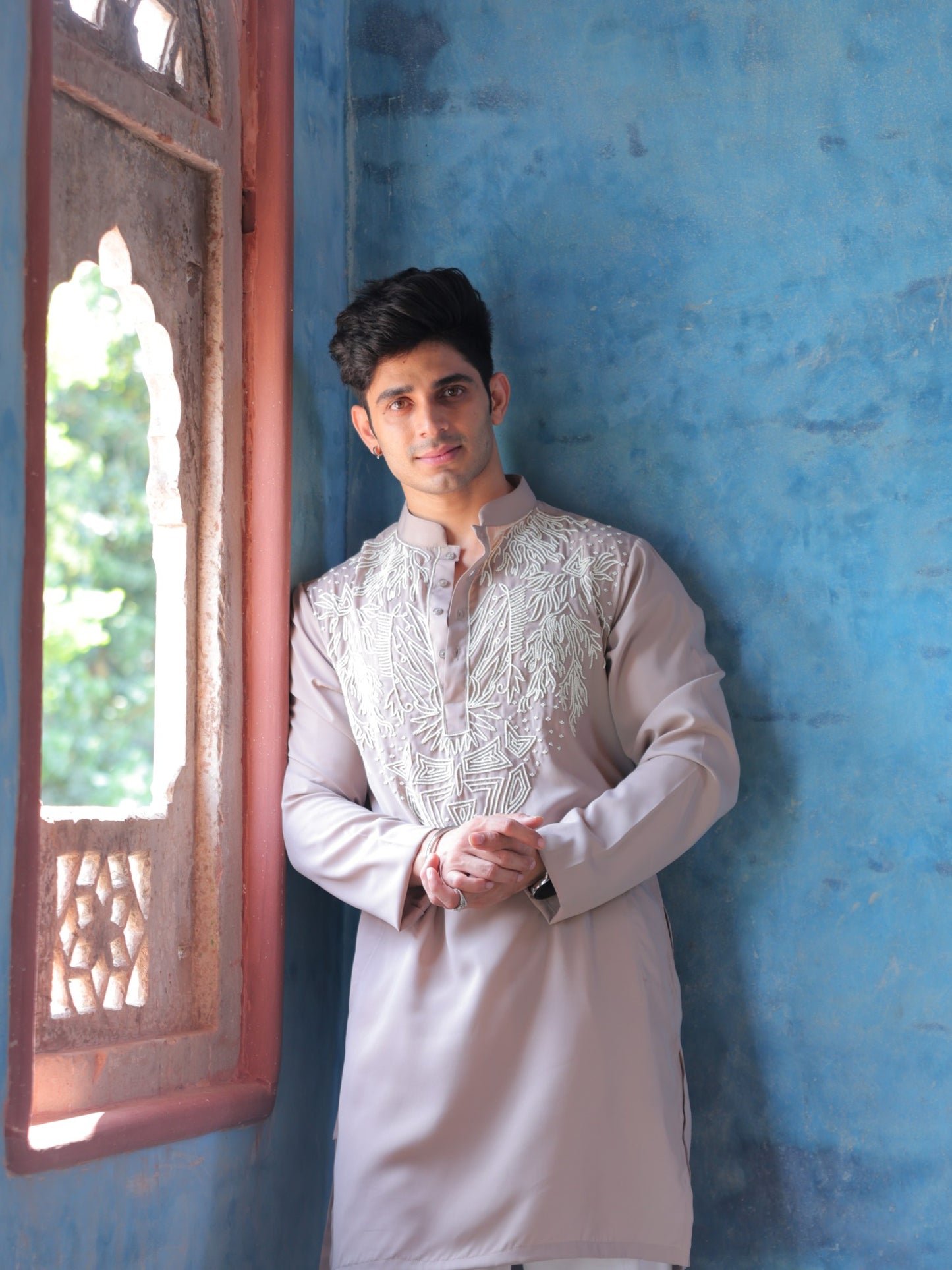 Mauve Embroidered Kurta