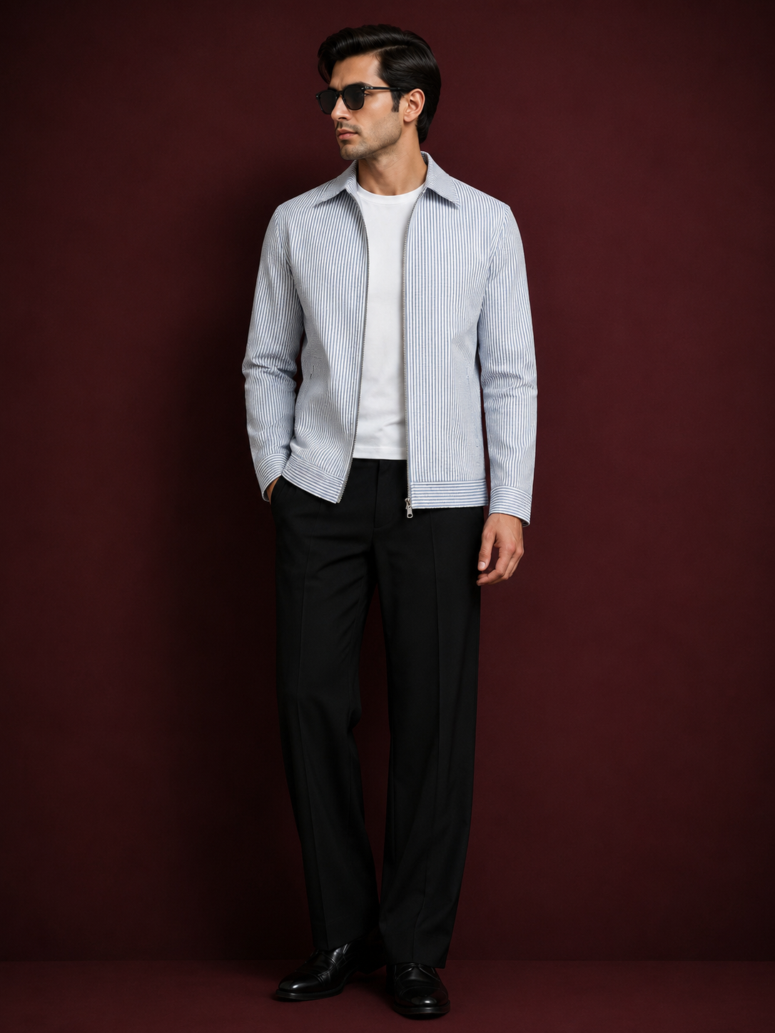 Arctic Pinstripe Zip Jacket